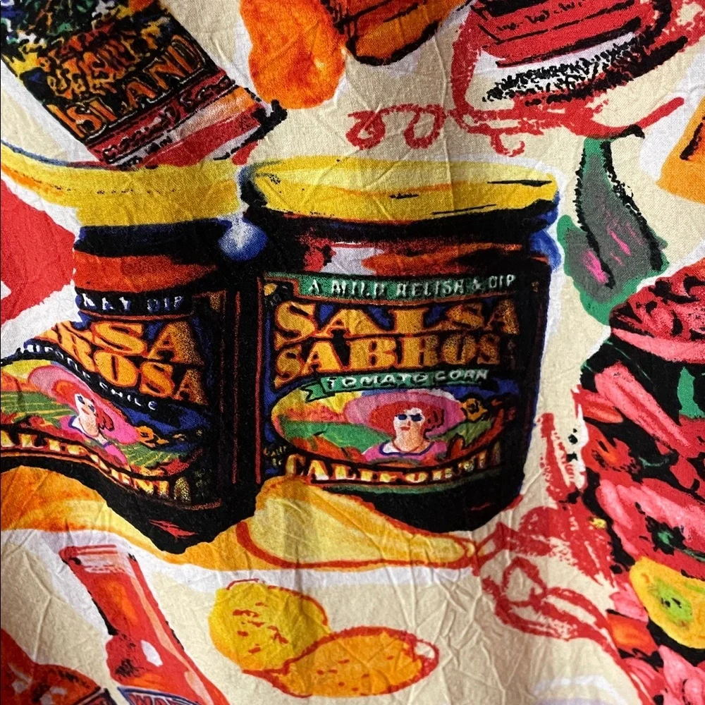 Jams World Food Art "Salsa" print rayon casual button-down shirt men’s size XXL - Picture 7 of 13